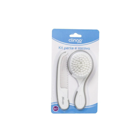 Kit Escova E Pente De Cabelo Cinza E Branco - Clingo