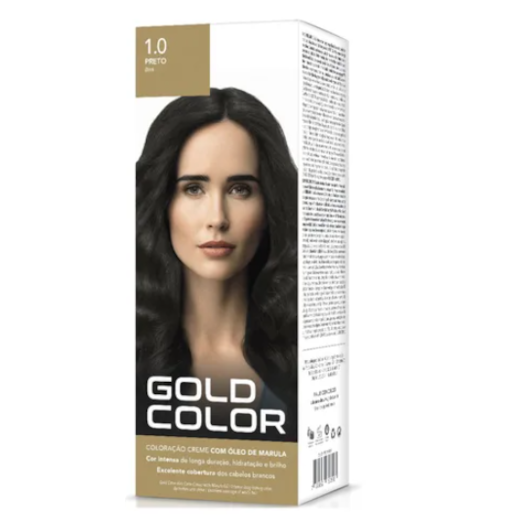Kit Tintura Gold Color 1.0 Preto