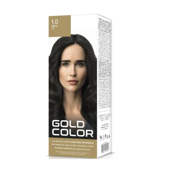 Kit Tintura Gold Color 1.0 Preto Kit Tintura Gold Color 1.0 Preto