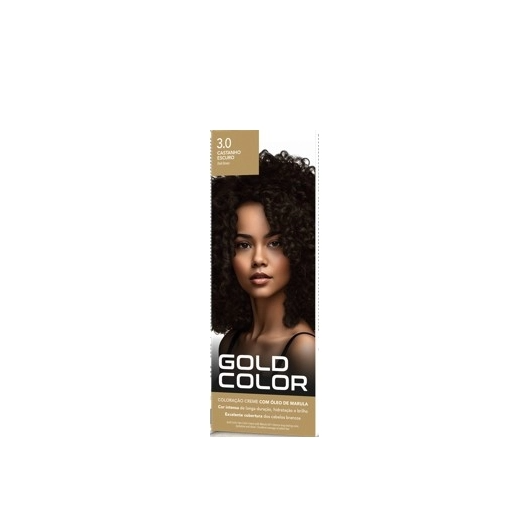 Kit Tintura Gold Color 3.0 Castanho Escuro