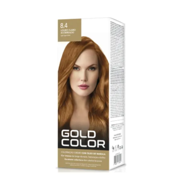 Kit Tintura Gold Color 8.4 Louro Claro Acobreado Kit Tintura Gold Color 8.4 Louro Claro Acobreado