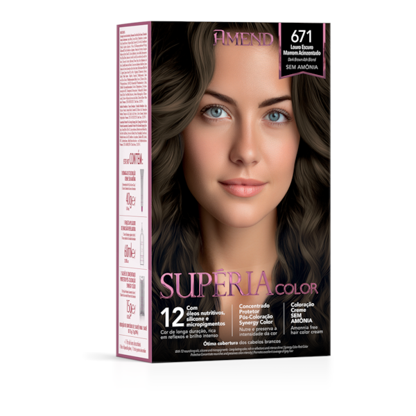 Kit Tonalizante Amend Supéria Color 671 Louro Escuro Marrom Acinzentado Kit Tonalizante Amend Supéria Color 671 Louro Escuro Marrom Acinzentado