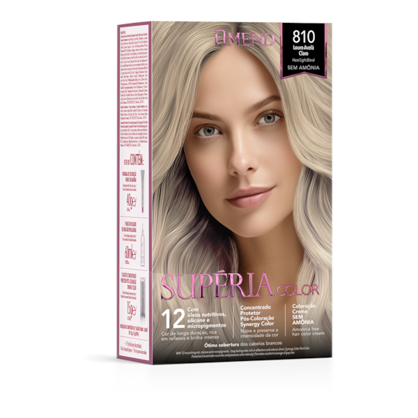 Kit Tonalizante Amend Supéria Color 810 Louro Avelã Claro Kit Tonalizante Amend Supéria Color 810 Louro Avelã Claro