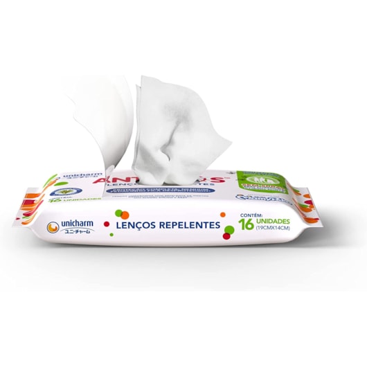 Lenços Repelentes Antimos Unicharm - 16 unidades Lenços Repelentes Antimos Unicharm - 16 unidades