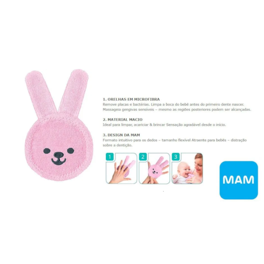Luva Mam Oral Care Rabbit Rosa