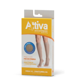 Meia 3/4 Attiva - Panturrilha Ponteira Aberta - Alta Compreensão - Feminina Natural Meia 3/4 Attiva - Panturrilha Ponteira Aberta - Alta Compreensão - Feminina Natural