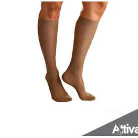 Meia 3/4 Attiva - Panturrilha Ponteira Fechada - Alta Compreensão - Feminina - Cor Natural Escuro - Tamanho GG