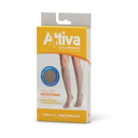 Meia 3/4 Attiva - Panturrilha Ponteira Fechada - Alta Compreensão - Feminina Cor Natural - Tamanho M Meia 3/4 Attiva - Panturrilha Ponteira Fechada - Alta Compreensão - Feminina Cor Natural - Tamanho M