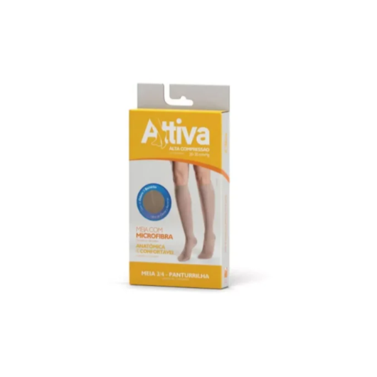 Meia 3/4 Attiva - Panturrilha Ponteira Fechada - Alta Compreensão - Feminina Cor Natural - Tamanho M Meia 3/4 Attiva - Panturrilha Ponteira Fechada - Alta Compreensão - Feminina Cor Natural - Tamanho M