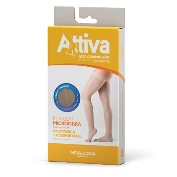 Meia 7/8 Attiva - Alta Compressão Feminina - Aberta - Natural Meia 7/8 Attiva - Alta Compressão Feminina - Aberta - Natural