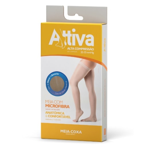 Meia 7/8 Attiva - Alta Compressão Feminina - Ponteira Aberta - Cor Natural - Tamanho P Meia 7/8 Attiva - Alta Compressão Feminina - Ponteira Aberta - Cor Natural - Tamanho P