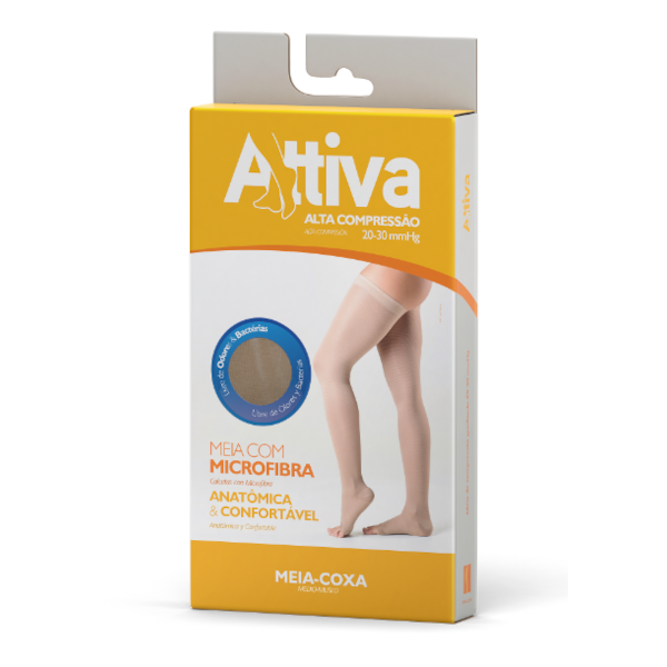 Meia 7/8 Attiva - Meia Coxa Ponteira Fechada Feminina Natural Meia 7/8 Attiva - Meia Coxa Ponteira Fechada Feminina Natural