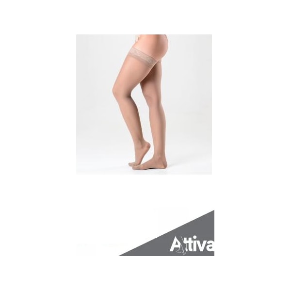 Meia 7/8 Attiva - Meia Coxa Ponteira Fechada Feminina Natural- Média Compressão - Tamanho G