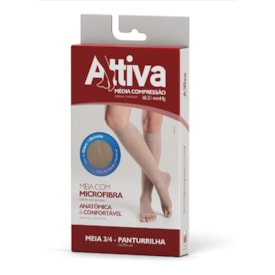 Meia Attiva 3/4 Média Compressão Feminina Ponteira Aberta Cor Natural Meia Attiva 3/4 Média Compressão Feminina Ponteira Aberta Cor Natural
