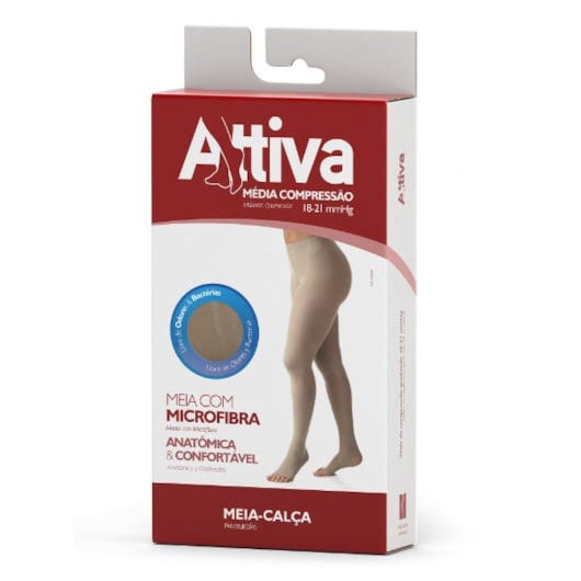 Meia Calça Attiva - Média Compressão Feminina - Aberta - Natural Meia Calça Attiva - Média Compressão Feminina - Aberta - Natural