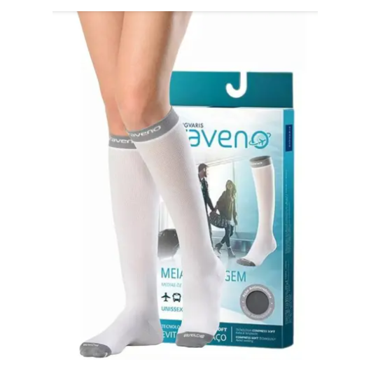 Meia de Viagem Traveno - Unissex - Ponteira Fechada - Cor Branca Meia de Viagem Traveno - Unissex - Ponteira Fechada - Cor Branca