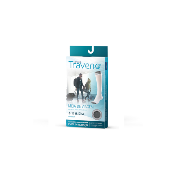 Meia de Viagem Traveno - Unissex - Ponteira Fechada - Cor Cinza Meia de Viagem Traveno - Unissex - Ponteira Fechada - Cor Cinza