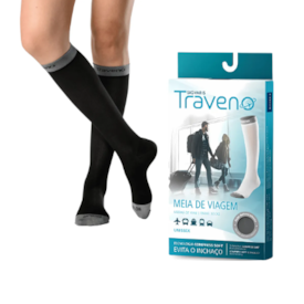 Meia de Viagem Traveno - Unissex - Ponteira Fechada - Cor Preta