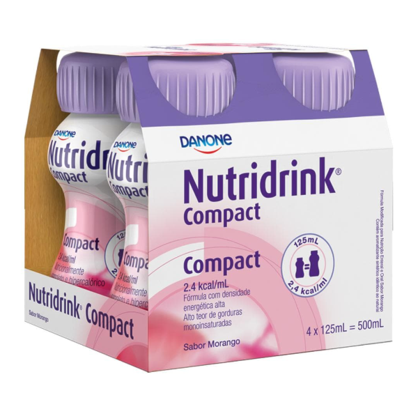 Nutridrink Compact Morango - Kit 4 unidades de 125mL - Danone Nutridrink Compact Morango - Kit 4 unidades de 125mL - Danone