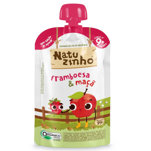 Papinha de Fruta Orgânica Natuzinho +9 meses - Sabor Framboesa e Maçã