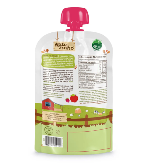 Papinha de Fruta Orgânica Natuzinho +9 meses - Sabor Framboesa e Maçã