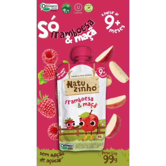 Papinha de Fruta Orgânica Natuzinho +9 meses - Sabor Framboesa e Maçã Papinha de Fruta Orgânica Natuzinho +9 meses - Sabor Framboesa e Maçã