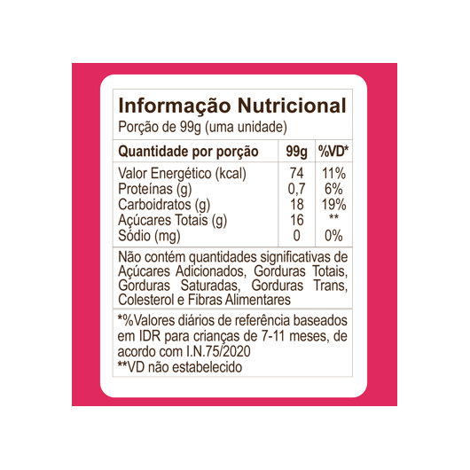 Papinha de Fruta Orgânica Natuzinho +9 meses - Sabor Framboesa e Maçã