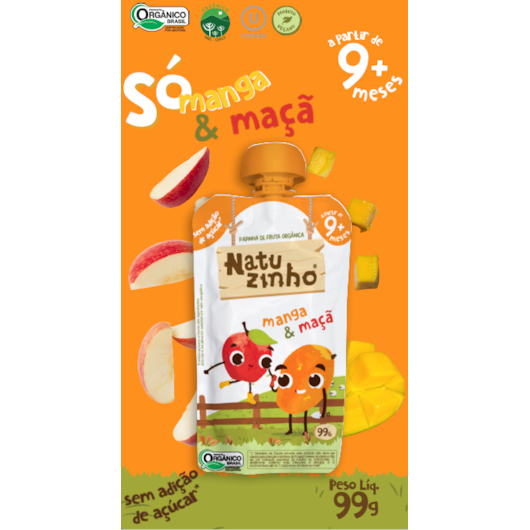 Papinha de Fruta Orgânica Natuzinho +9 meses - Sabor Manga e Maçã