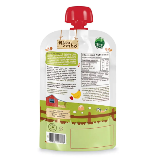 Papinha de Fruta Orgânica Natuzinho +9 meses - Sabor Morango e Banana