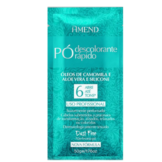 Pó Descolorante Rápido Amend Oleos De Camomila, Aloe Vera E Silicone 50g - 12 sachês