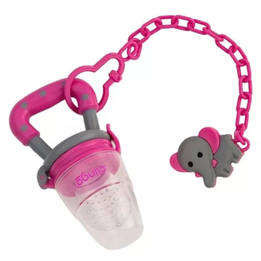 Porta Fruta  c/ Prendedor de Chupeta Colors Clingo- Rosa