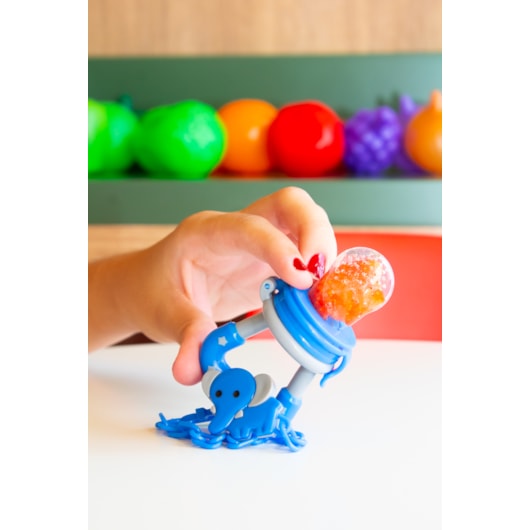 Porta Fruta com Prendedor de Chupeta Clingo Azul