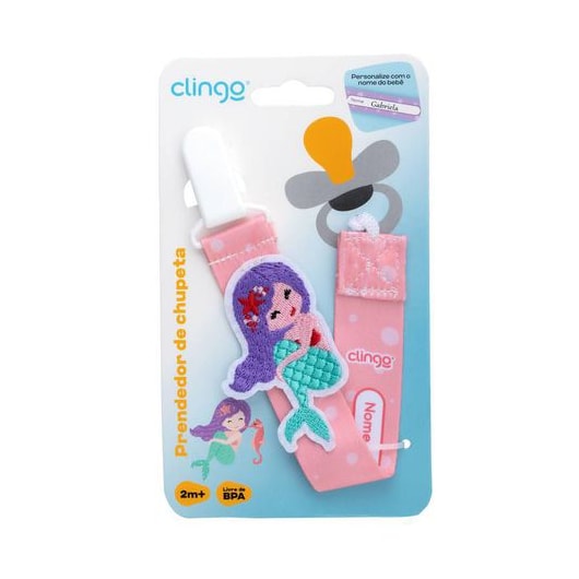 Prendedor Chupeta Sereia Rosa- Clingo