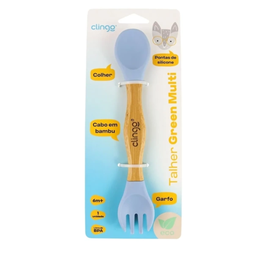 Talher Duplo De Bambu E Silicone - Clingo Talher Duplo De Bambu E Silicone - Clingo