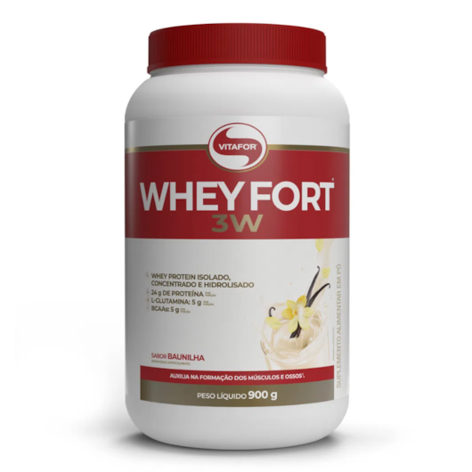 Whey fort 3W Vitafor 900g - Sabor Baunilha Whey fort 3W Vitafor 900g - Sabor Baunilha