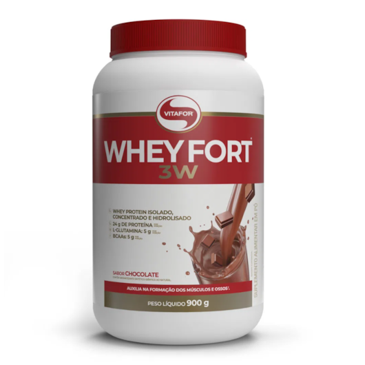 Whey fort 3W Vitafor 900g - Sabor Chocolate Whey fort 3W Vitafor 900g - Sabor Chocolate
