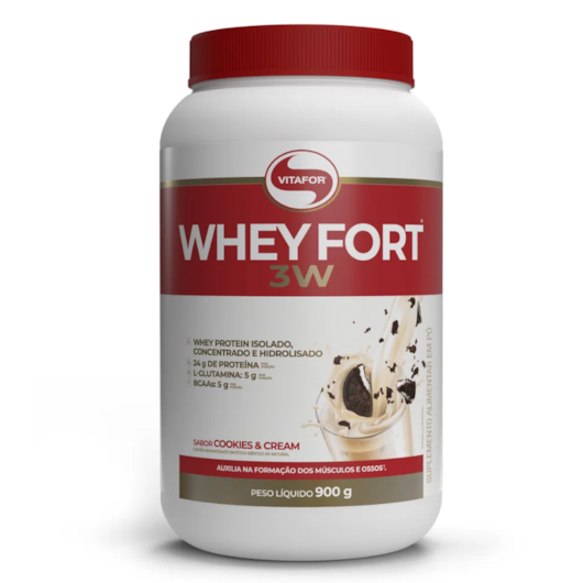 Whey fort 3W Vitafor 900g - Sabor Cookies & Cream Whey fort 3W Vitafor 900g - Sabor Cookies & Cream