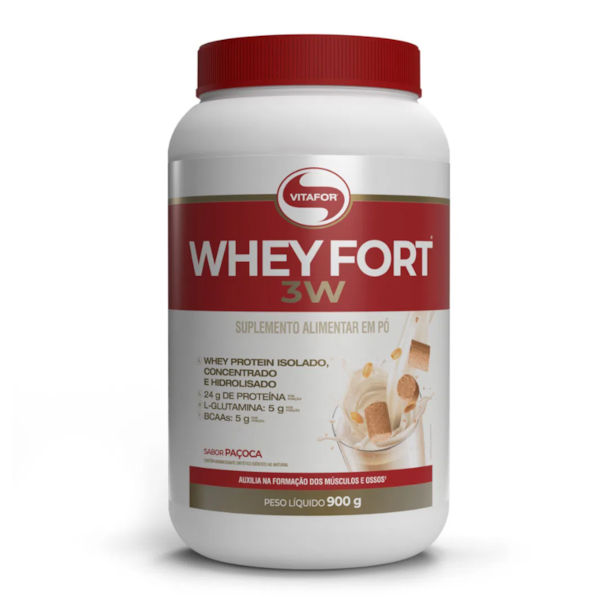 Whey fort 3W Vitafor 900g - Sabor Paçoca Whey fort 3W Vitafor 900g - Sabor Paçoca