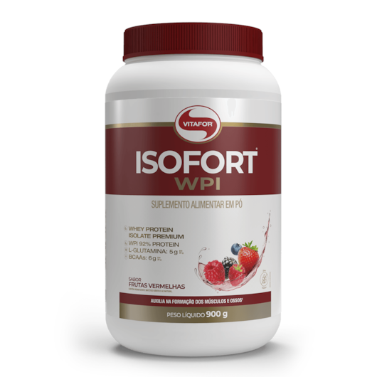Whey Protein Isolado Isofort Vitafor 900g - Sabor Frutas Vermelhas Whey Protein Isolado Isofort Vitafor 900g - Sabor Frutas Vermelhas
